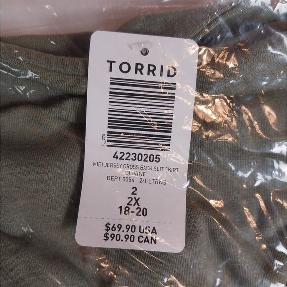 NWT Torrid Midi Jersey Cross Back Slit Dress Sz 2X Olive Green - Picture 10 of 11